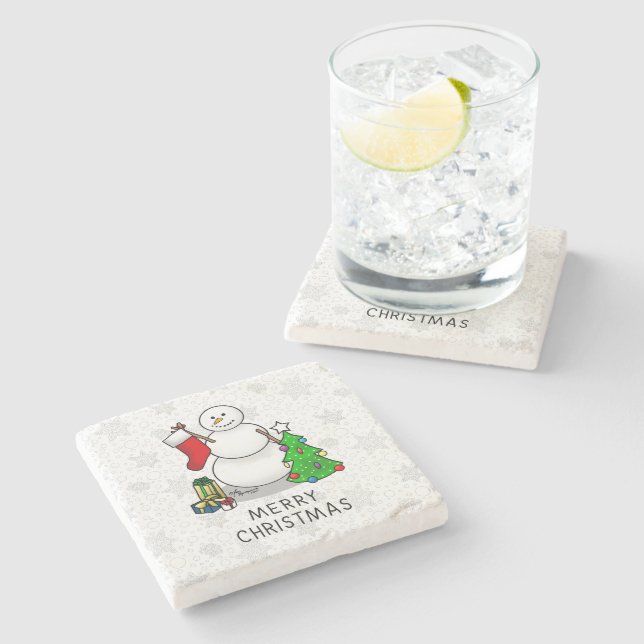 God jul 2 Träd, Snögubbe Stenunderlägg (Sidan)