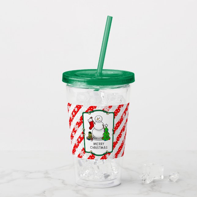 God jul 2 Träd, Snögubbe Take Away Mugg (Baksida Ice)