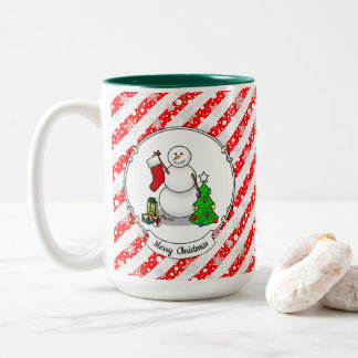 God jul 2 Träd, Snögubbe Två-Tonad Mugg