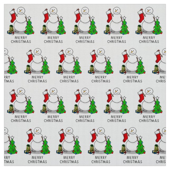 God jul 2 Träd, Snögubbe Tyg (Provkarta)