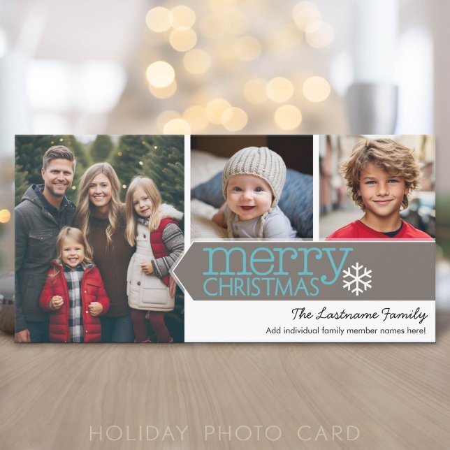 God Jul - 3 Bilder - Modern Design Julkort (Add 3 photos to this classic photo card that can be printed or sent out to friends and family.)