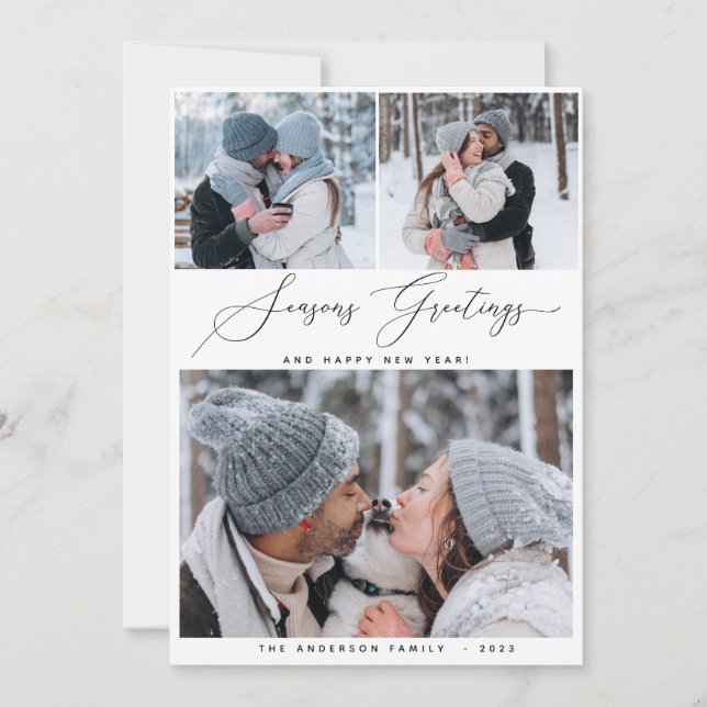 God jul 3 Collage Multi Photo Helgdag Card Inbjudningar (Framsida)