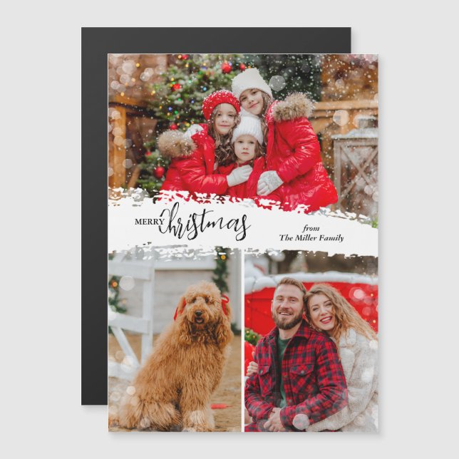 God Jul 3 Foto Magnetisk Högtidskort (Fram/baksida)