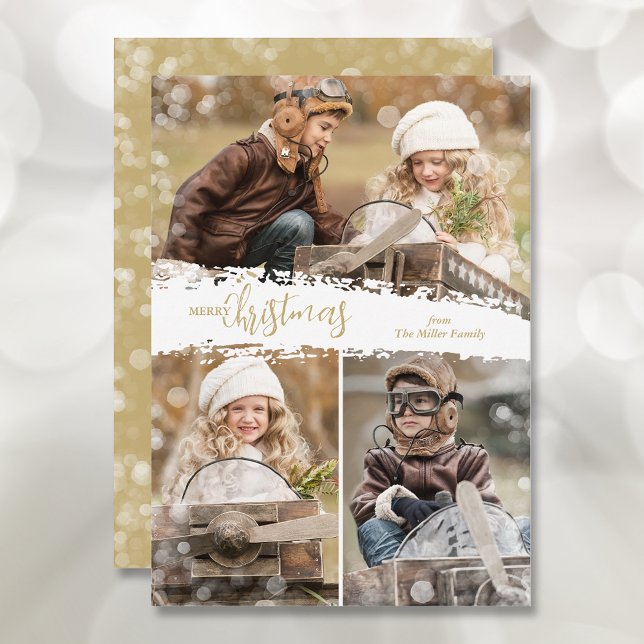 God jul 3-fotokort för Helgdag Julkort (Skapare uppladdad)