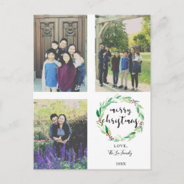 God jul 3 Photo Collage Family Lettering Helg Vykort