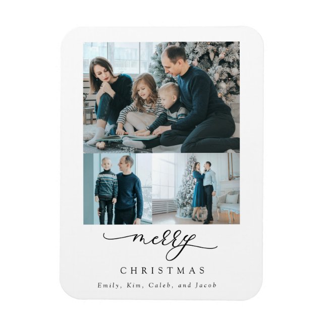God jul 3 Photo Collage Modern Chic Magnet (Vertikal)