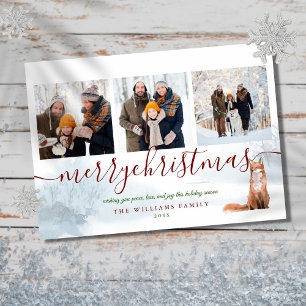 God jul 3 Photo Collage Winter Fox Julkort