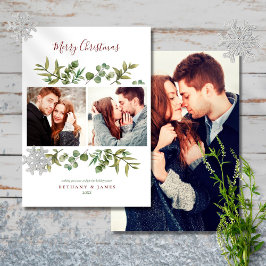 God jul 3 Photo Modern Greenery Par Julkort