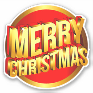 God jul, 3D-effekt, röd Guld-textklipp Klipp ut Klistermärken