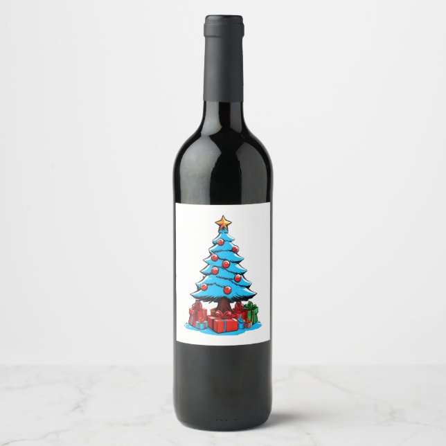 God Jul 3D Vinflaska Etikett (Framsida)