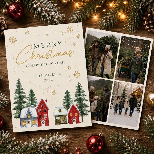 God Jul 4 Bilder Julkort (Merry Christmas 4 Photos Holiday Card)