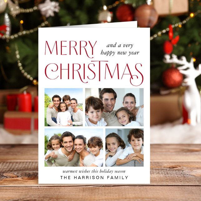 God jul 4-foto helgkort (This holiday season, let your family's smiles and heartwarming memories shine on our 4 photo card)