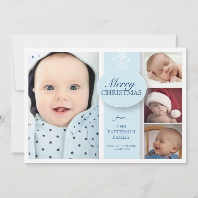 god jul 4 Foto i blått Julkort (Framsida)