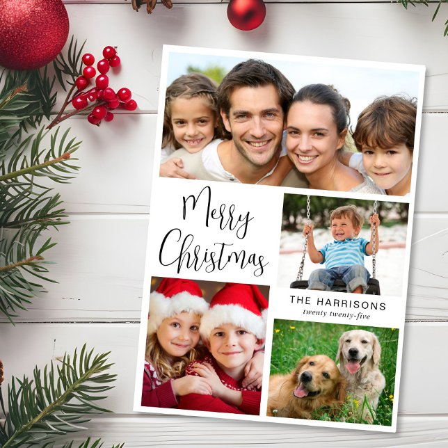 God jul 4-foto julkort (This holiday season, let your family's smiles and heartwarming memories shine on our 3 photo card)