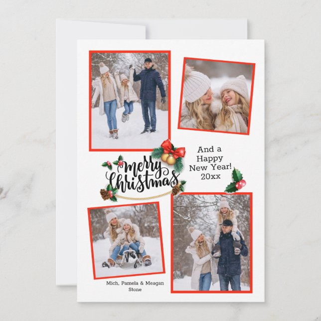 God jul 4-fotokort för Helgdag Inbjudningar (Framsida)