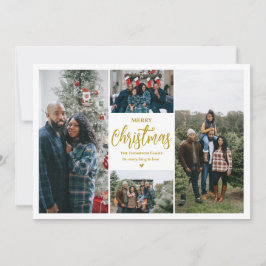 God Jul|4 Foton| Vit Julkort