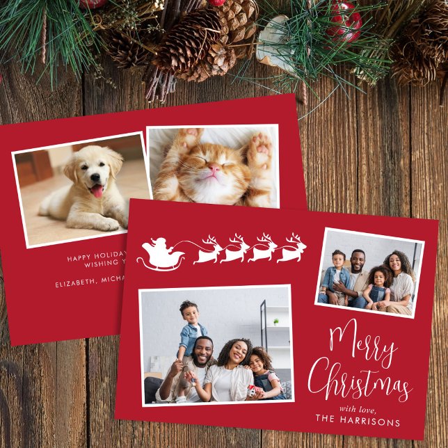 God jul 4 Photo Santa Sleigh Julkort (Share the love and warmth of the holiday season with this personalized photo Christmas card)