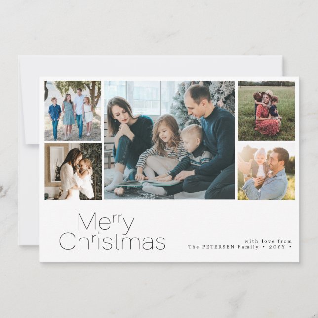 God jul 5 fotokollage modern julkort (Framsida)