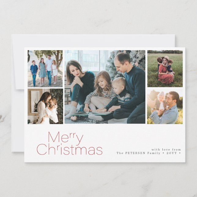 God jul 5 fotokollage modern julkort (Framsida)