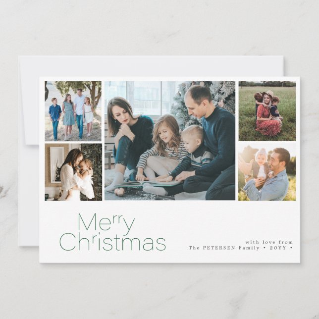 God jul 5 fotokollage modern julkort (Framsida)