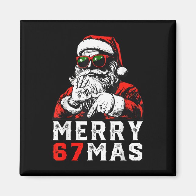 God Jul 6 7 Meme Rolig Tomte 67 Hand Xmas  Magnet (Framsidan)