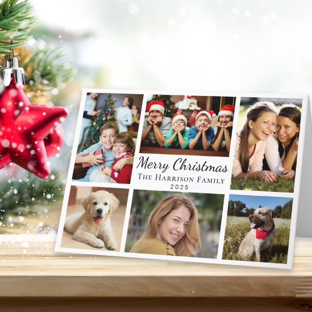 God Jul 6 Foto Collage Helgkort (Share the love and warmth of the season with your personalized photo Christmas card)