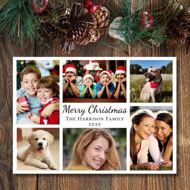 God jul 6 Fotokollage Julkort (This holiday season, let your family's smiles and heartwarming memories shine on our 6 photo card)