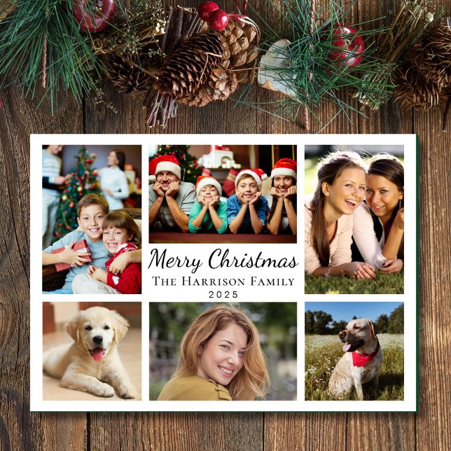 God jul 6 Fotokollage Julkort (This holiday season, let the magic of your cherished moments unfold with our 6 photo Christmas card)