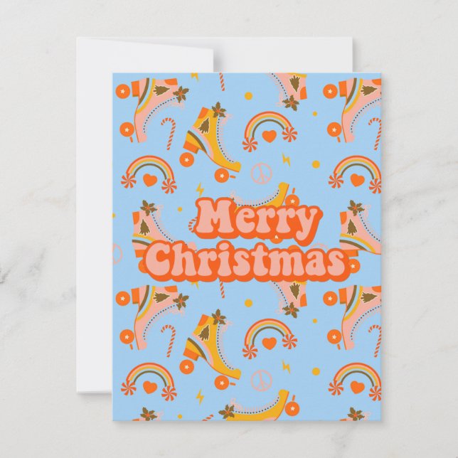 God jul 70-talets groovy disco mönster inbjudningar (Framsida)