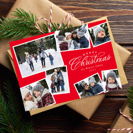 God jul 7 fotokollage röd familj julkort