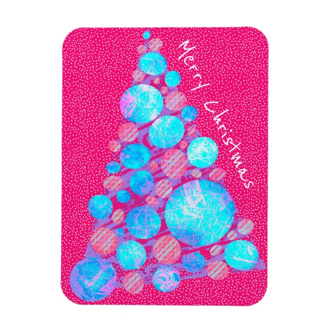 God jul Abstrakt Lila Träd Helgdag Magnet (Vertikal)