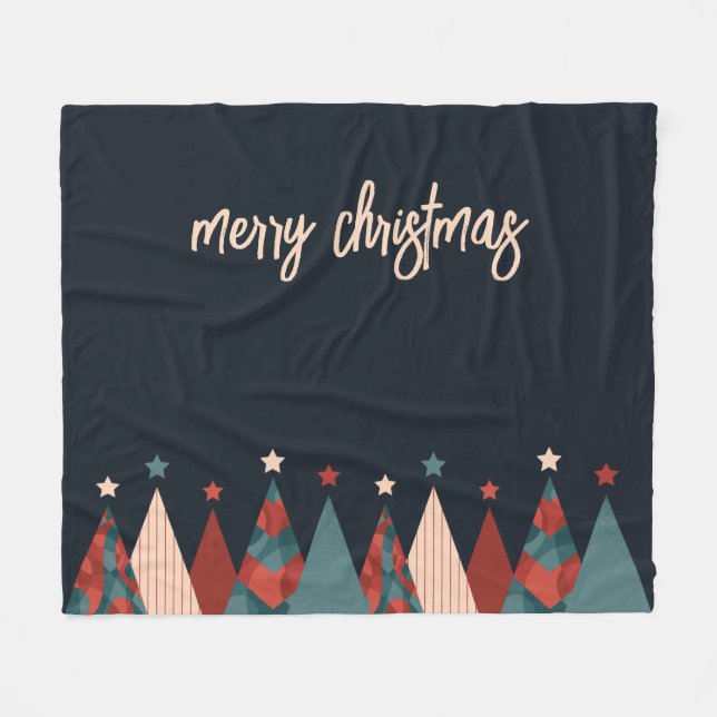 God jul abstrakt retro julafton träd fleecefilt (Framsidan (Horisontell))