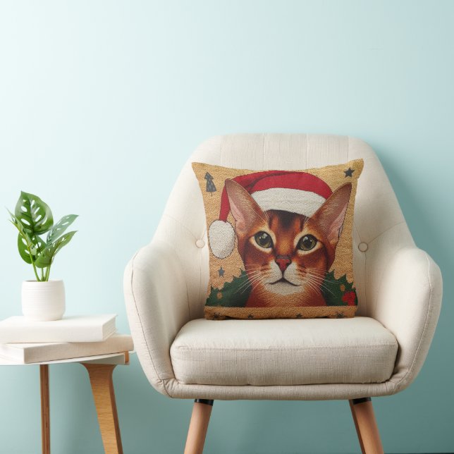 God jul Abyssinian Cat, Julafton Santa Kitten Kudde (Stol)