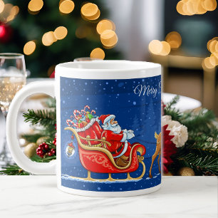 God jul Add Namn Santa Serious Coffee Jumbo Mugg