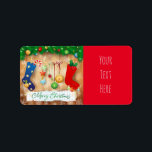 God jul adressetikett<br><div class="desc">God jul med julstrumpor och fir,  digital konst</div>