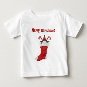 God jul Adsible Gnome in Red Stocking T Shirt