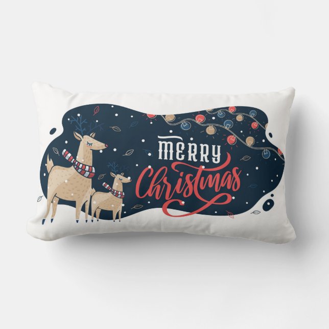 God jul Adsible Reindeer Lumbar Pillow Lumbarkudde (Framsida)