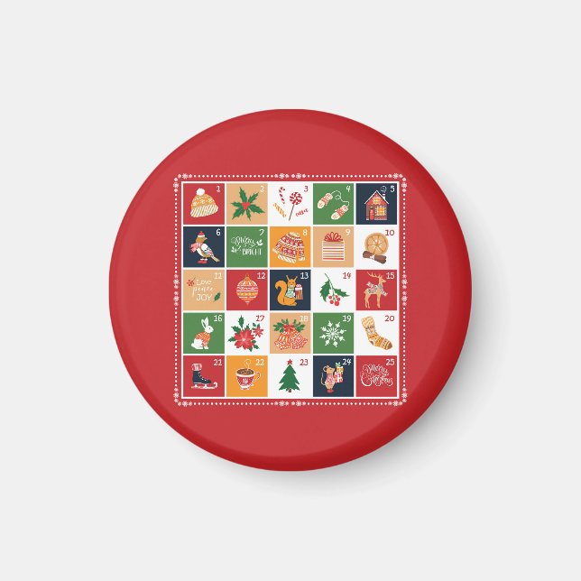 God jul Advent Calendar Poinsettia Red Magnet (Framsidan)