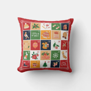 God Jul Adventskalender Poinsettia Röd Kudde