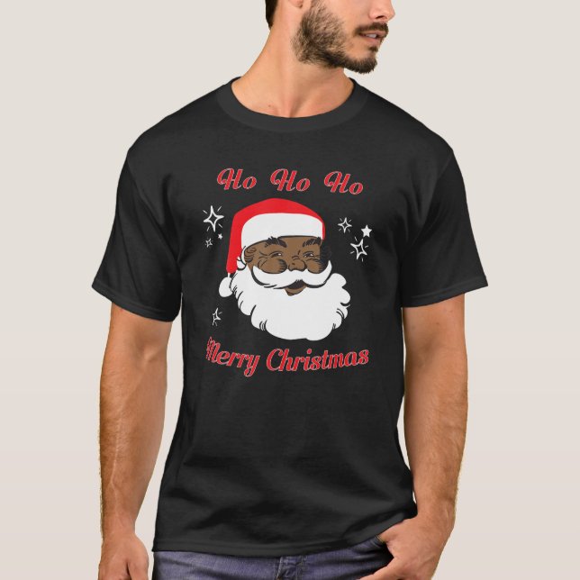 god jul African American Black Jultomten T Shirt (Framsida)