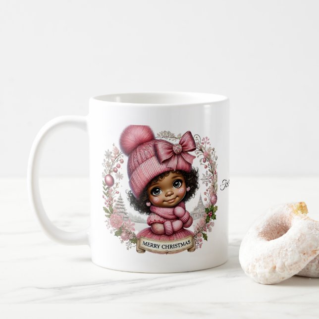 God jul-African American Girl Mugg (Med munk)