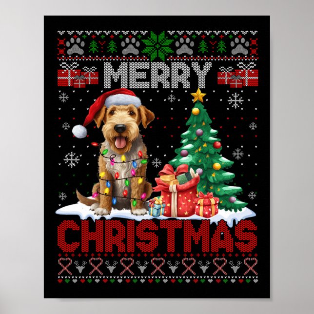 God jul Airedale Terrier Hund älskare Ugly Xm Poster (Framsidan)