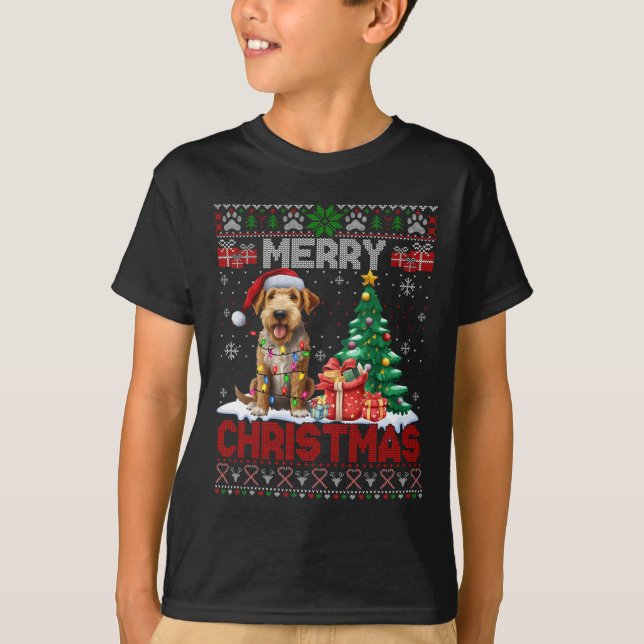 God jul Airedale Terrier Hund älskare Ugly Xm T Shirt (Framsida)