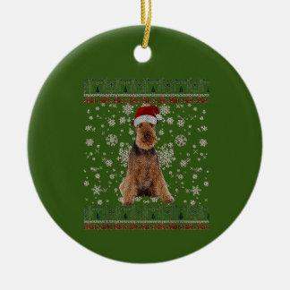 God jul Airedale Terrier Hund Julafton Merry Julgransprydnad Keramik