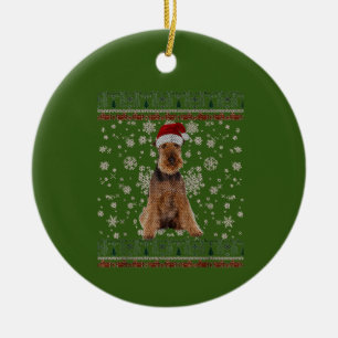 God jul, Airedale Terrier Hund Merry Julgransprydnad Keramik