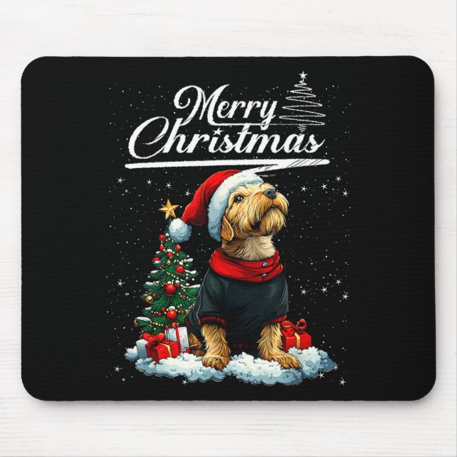 God Jul Airedale Terrier Tomte Hund Julklapp Musmatta (Framsidan)