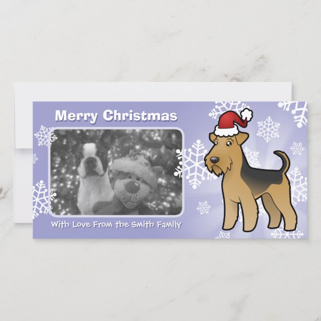 God Jul Airedale Terrier / Welsh Terrier Julkort (Framsida)