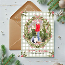 God Jul Akvarell Blommig Slinga Familjefoto
