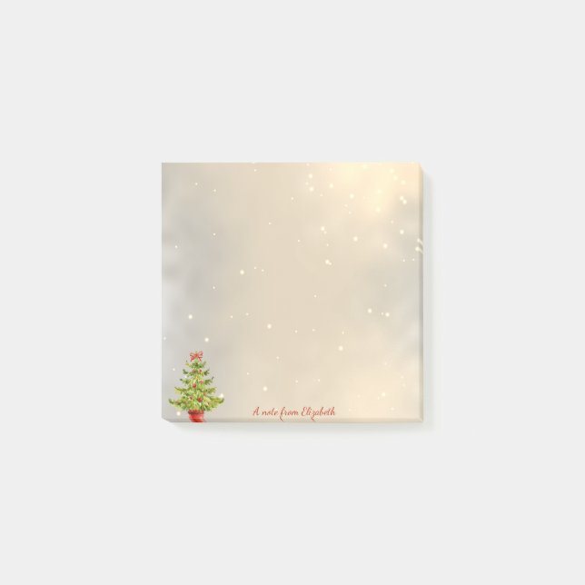 God Jul, Akvarell Julgran Post-it Block (Framsida)