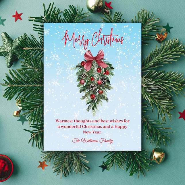 god jul akvarell julgran snöig  vykort (Skapare uppladdad)